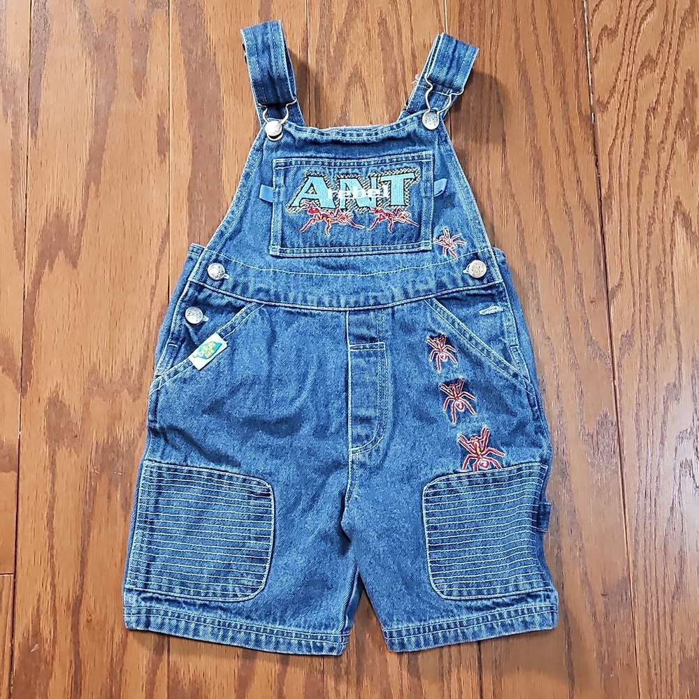 Vintage A Bug's Life Disney Pixar Kids Overalls Size 4 90s "Ant Rebel"  RARE‎